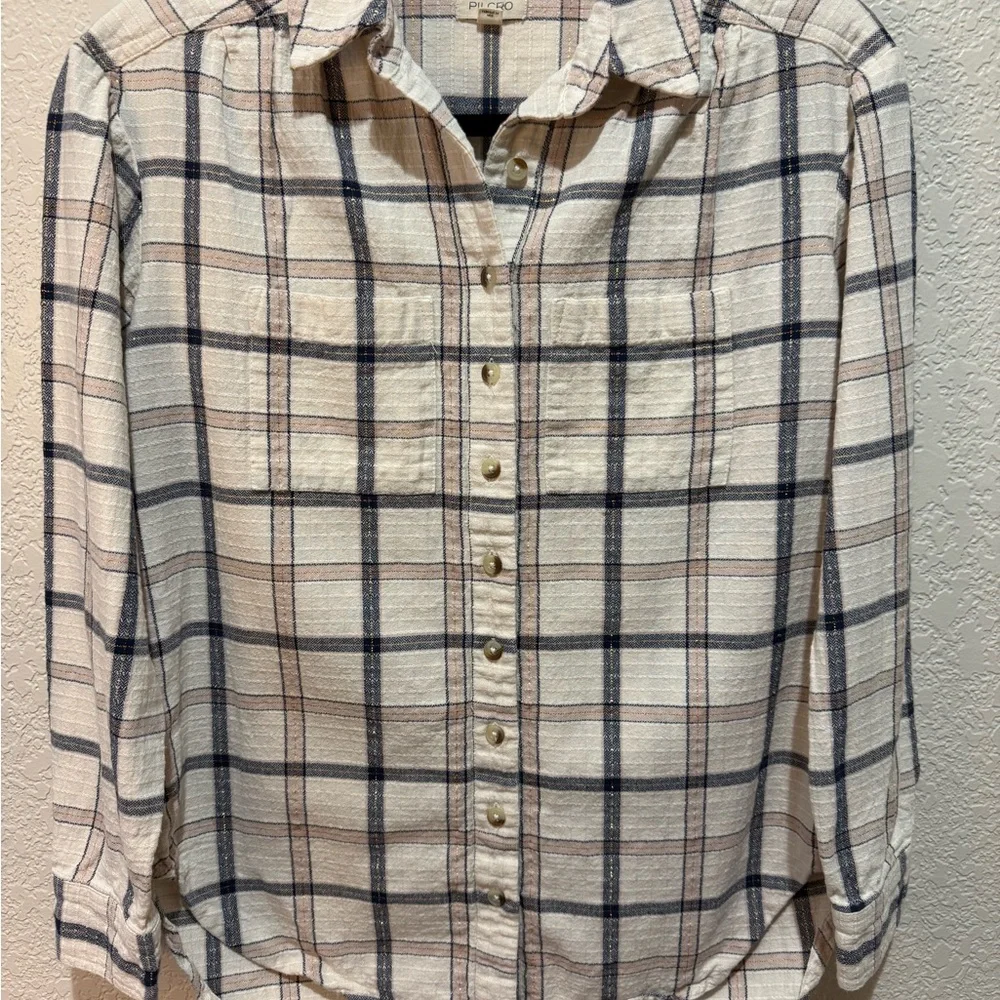 Pilcro Plaid Buttondown Shirt Women’s Size M - Picture 3 of 6